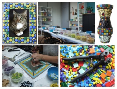 mozaiek workshop in Halfweg met glasmozaiek en kleine tegeltjes